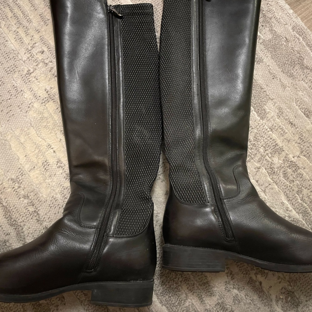Size 10 Artica Black Leather Knee High Boots - Picture 3 of 9
